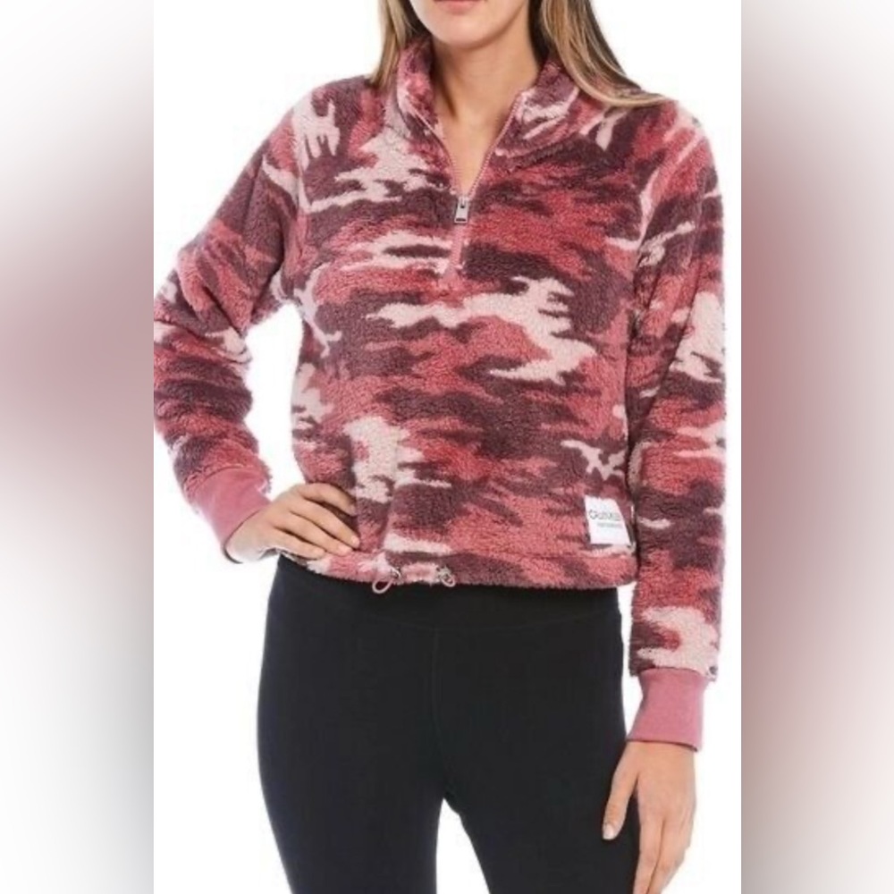 Calvin Klein Performance | NWOT Womens Printed L Large Cropped Top Pink Camo